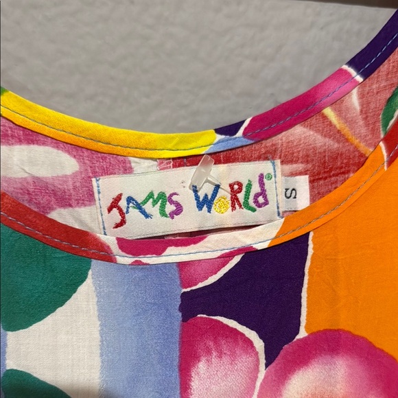 Jams World vintage 90s Red Pink hibiscus Sleeveless Sundress Maxi pockets floral - Picture 3 of 9